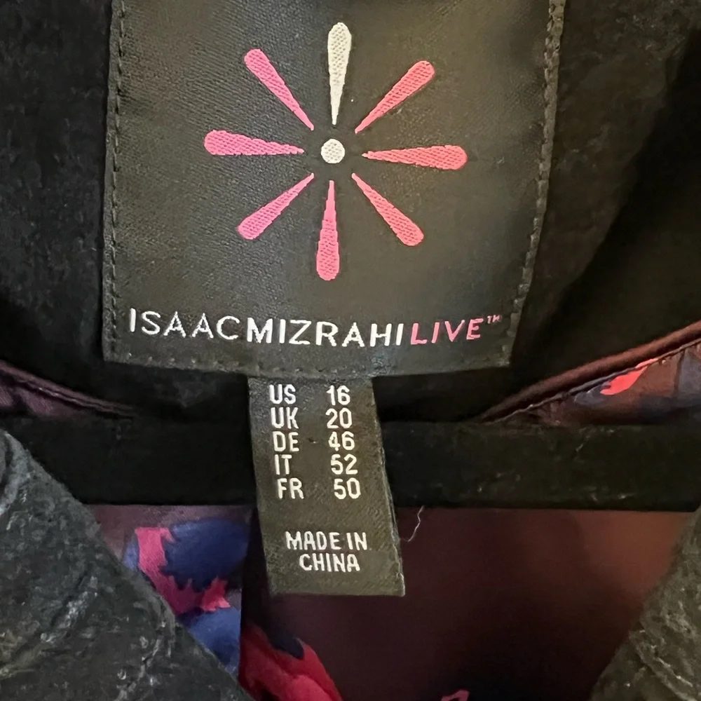 Isaac Mizrahi Black Suede Leather Motto Jacket